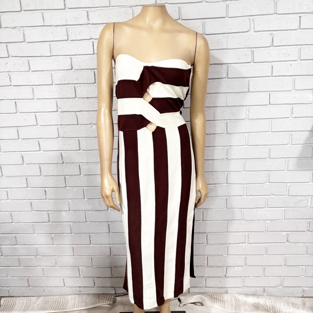 Anthropologie Striped Brown‎ and White Women's Dress
